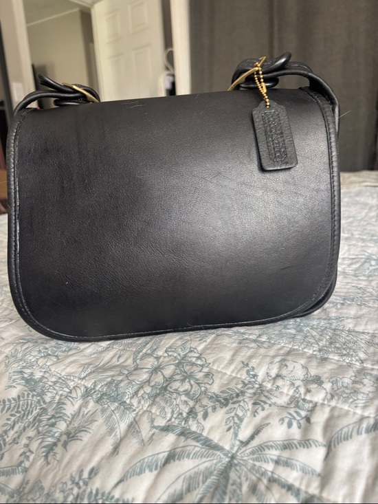 Coach Handbags - VTG Coach Black Leather Satchel with Gold-Tone Hardware